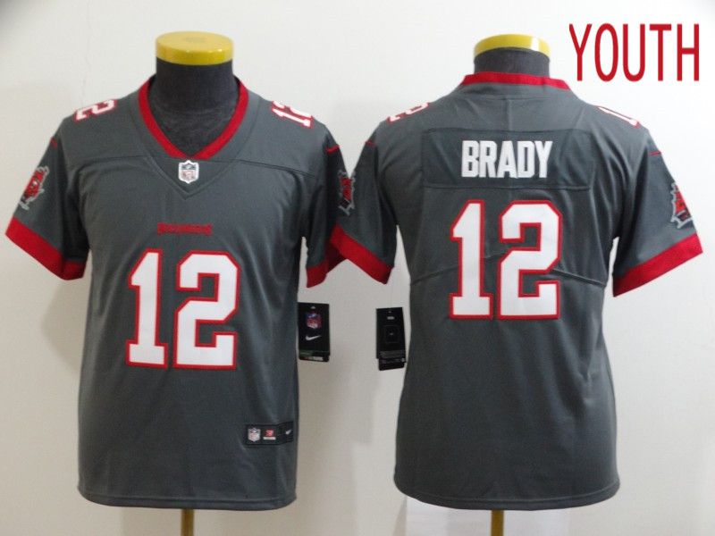Youth Tampa Bay Buccaneers 12 Brady Grey New Nike Limited Vapor Untouchable NFL Jerseys